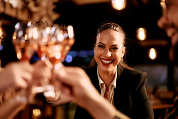 Celebratory Business Gathering With Friends and Cheers