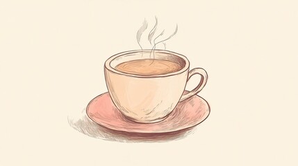 Obraz premium A steaming cup of coffee in a simple design.