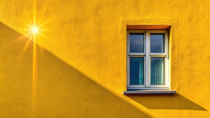 yellow color place and window with sun light Forced Perspective