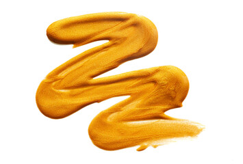 Obraz premium Golden cosmetic shimmer liquid glitter lotion gel illuminator texture smudge swatch on white