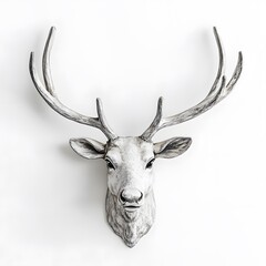 Naklejka premium Majestic stag head wall mount against white background