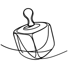 Dreidel continuous one line drawing, Hanukkah, vector One continuous line drawing