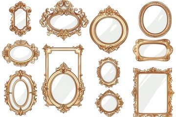 Fototapeta premium Decorative gold frames and mirrors in ornate design, perfect for luxury settings or vintage-themed photography