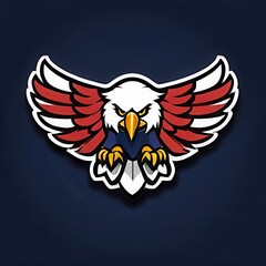 Obraz premium Bold illustration of a high school mascot eagle in an aggressive pose, perfect for sports teams, school logos, and digital branding projects