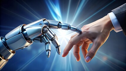 Fototapeta premium The Future of Technology: Human and Robot Collaboration