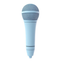 PNG pastel blue microphone 3d icon, cartoon style minimal on transparent, isolate on white background