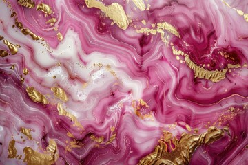 Close-up view of a pink and gold painting