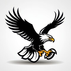 Naklejka premium Bold illustration of a high school mascot eagle in an aggressive pose, perfect for sports teams, school logos, and digital branding projects