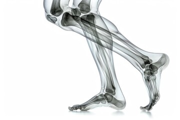 X-ray image of a person's legs showing bone structure and joints
