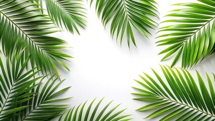 Palm leaves background isolated on white