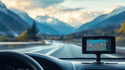 GPS signal pulses from a vehicle, symbolizing real-time tracking, navigation, and geolocation for enhanced driving safety