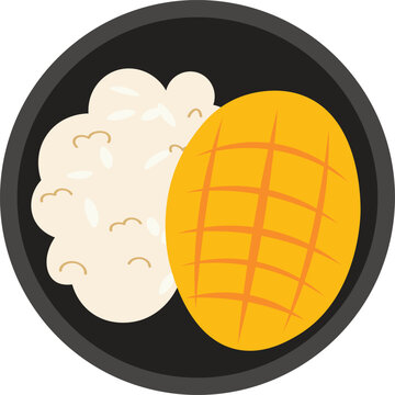 recommend clip art: Traditonal Food Illustration Manggo Sticky Rice