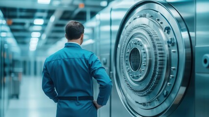 Digital bank vault protected by AI algorithms, fintech security, advanced financial solutions