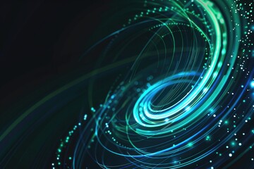 Fototapeta premium A decorative design featuring a spiral pattern in shades of blue and green, accompanied by tiny stars