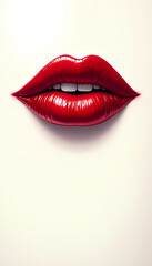 Obraz premium Striking close-up of glossy red lips for Valentine's Day romantic theme