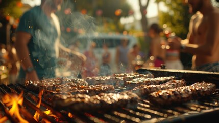 A gathering of friends and family enjoying a meal outdoors, perfect for social media or marketing use