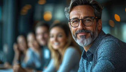 Fototapeta premium Confident Man Smiling in a Business Meeting