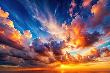 Fototapeta premium panorama cloudscape sunset vivid dreamy colors sky