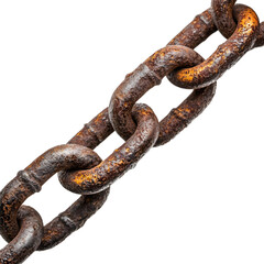Fototapeta premium rusty iron chain with shackles closeup isolated on a background