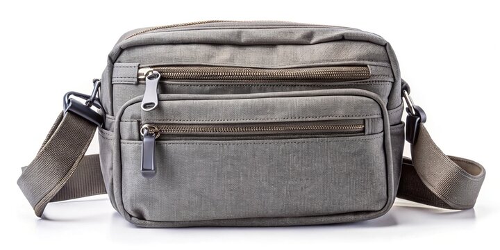 Compact grey crossbody shoulder bag with multiple zippered pockets ideal for daily use travel and organization