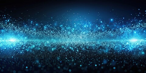 Obraz premium Panoramic abstract background of particles on blue and black colors