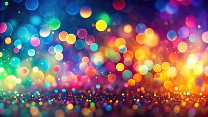 Panoramic abstract background with colorful bokeh lights