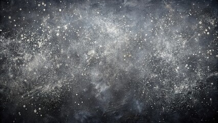 Obraz premium Panoramic abstract background with stained texture and white dust on black surface