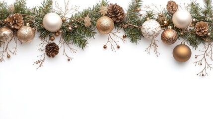 Elegant Christmas Garland on White Background