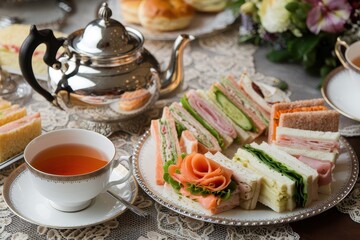 A tea set with a teapot