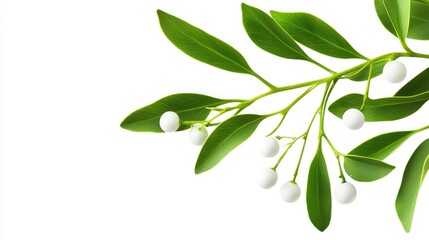 Fototapeta premium Fresh Mistletoe Branch on White Background