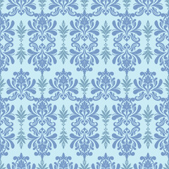 Elegant Blue Floral Damask Pattern
