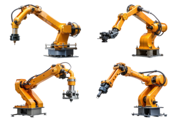 Set of robotic arm manufacturing industry png