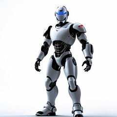 Fototapeta premium A futuristic humanoid robot with a sleek design and blue accents.