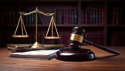 Law and justice, featuring symbols like a gavel, scales of justice, and legal documents 