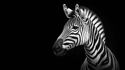 Fototapeta premium Zebra portrait black and white. : Generative AI