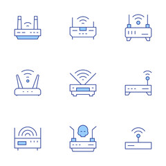 Router icons set. Line Duotone style, editable stroke. wifi, router, wifirouter