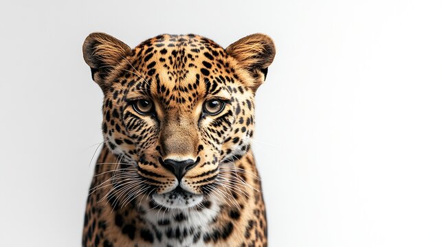 Spotted leopard standing in front and facing at the camera : Generative AI