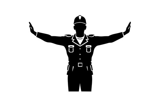 black police officer with arms outstretched clip art preview