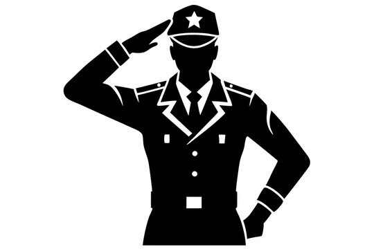 recommend clip art: Soldier man salute silhouette | vector silhouette illustration on white background