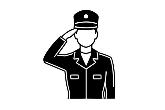 recommend clip art: Soldier man salute silhouette | vector silhouette illustration on white background