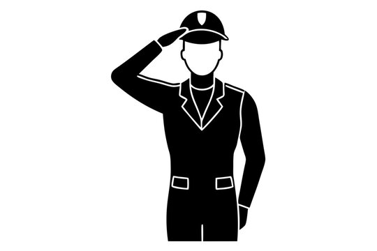 recommend clip art: Soldier man salute silhouette | vector silhouette illustration on white background