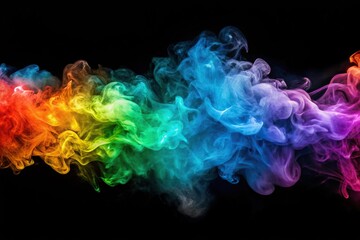 Panoramic colorful smoke on black background