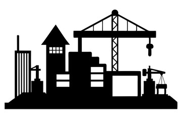 Construction site silhouettes | vector silhouette illustration on white background