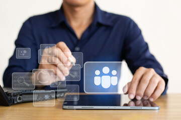 HR human resources, human resource management, recruitment concept, supervisor, business philosophy, relationship management and global structure.