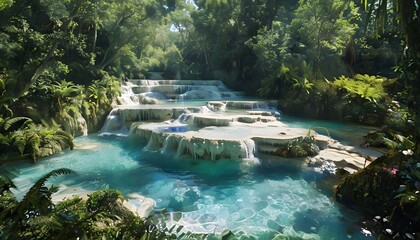 Obraz premium Waterfall in an Enchanted Autumn Forest Waterfall in a Forest of Autumn Colors 