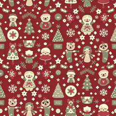 christmas seamless pattern with santa claus