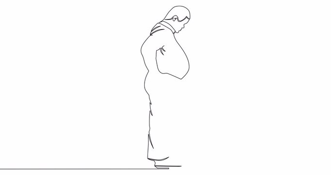 Self drawing line animation Big Fat guy on scales Thick man fatso continuous one single line drawn concept video
