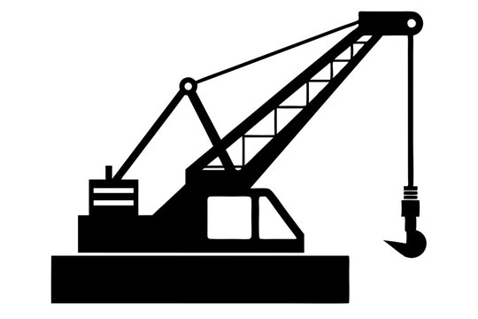 recommend clip art: Crane heavy construction equipment | vector silhouette illustration on white background