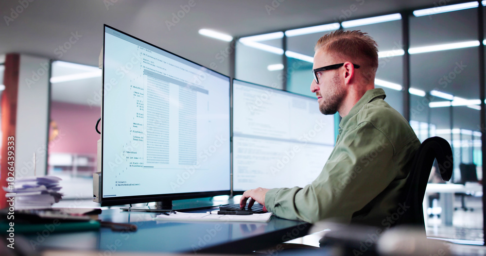 Poster Web Developer Coding On Computer