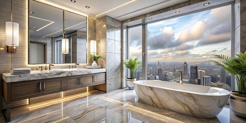 Fototapeta premium Panoramic modern bathroom